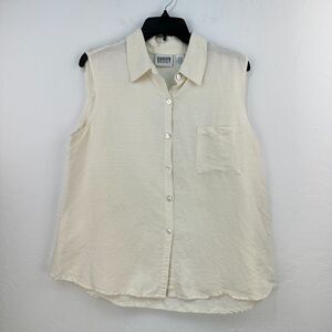 Vintage 90s Chico's Top Womens Blouse‎ 3 Cream Sleeveless Lightweight Office